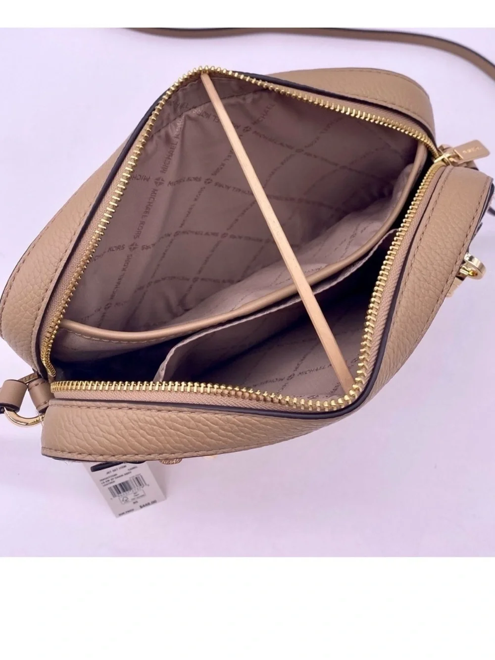Michael Kors Large EW Zip Chain Crossbody Bag Camel color with real calf